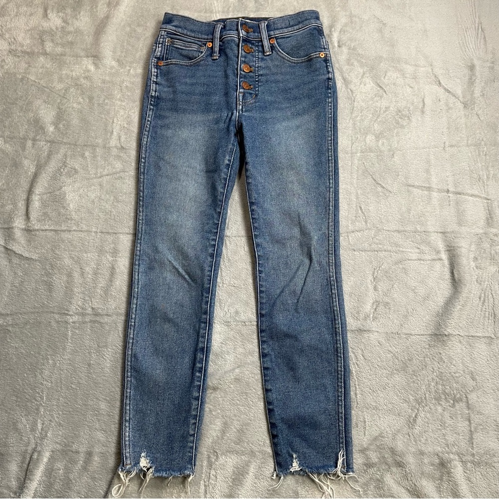 Madewell Jeans 25P High Rise Skinny Exposed Button Fly Stretch Distressed